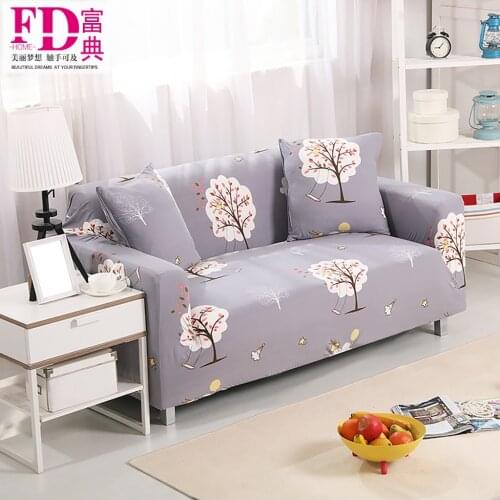 Flower Painted Elastic Sofa Cover Slipcover Corner Sofa Cover Set couch All-inclusive 1/2/3/4 Seats Single/Two/Three/Four-seater