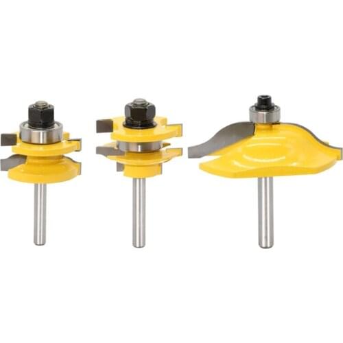 3pcs 1/4" Shank Rail Stile Router Bits Raised Panel Cabinet Door Wood Milling Cutter Woodworking Tools