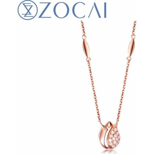 ZOCAI New Arrived Tulips shape Necklace 18K rose gold (AU750) as a gift chooker