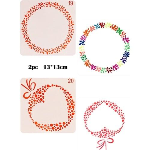 2pc Love Heart Garland Painting Template Diy Embossing Stencil Accessories Sjablonen Scrapbook Reusable Office School Supplies