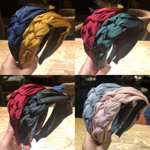 Korean Style for Women 1Pcs Pure Color Fashion Hair Accessories Twist Braids Hair Hoop Wide-brimmed Nice Gift Satin