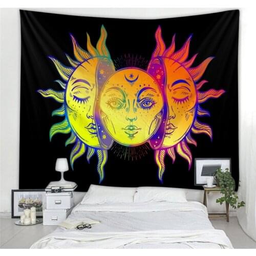Beautiful psychedelic face printing big wall mounted bohemian wall tapestry mandala wall art decoratio