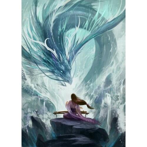 Good-looking Antiquity Pictures Guzheng Dragon King Diamond Painting Cross Stitch Full Diamond Embroidery Home Decor GJ731