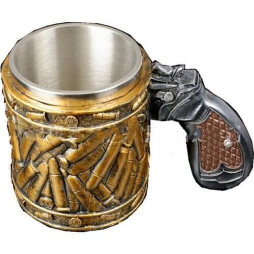 Creative Bullet Stainless Steel Cup Cool Pistol-Shaped Beer Cup Bar Beer Mug Veterans Souvenir Gift