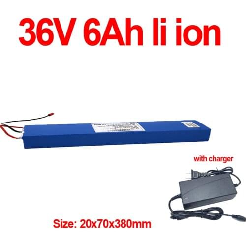 36v 6Ah lithium battery 36v 6ah Li ion 18650 bike battery for 350W eskate Scooter E-moped tourist electric vehicle + 2A charger
