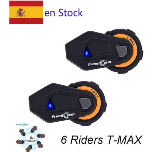 FreedConn 6 Riders T-max Motorcycle Helmet Intercom Bluetooth Headset with FM Radio Moto Intercomunicador