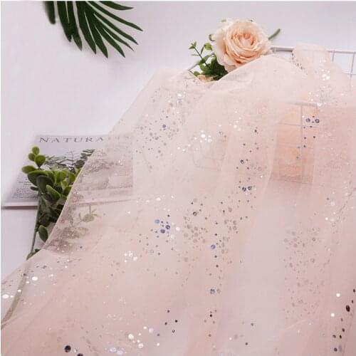 Soft Pink Glitter Silver Dot Tulle Fabric for Dress Shirts, Red, Blue, Yellow, Purple, Green, White and Black by the Meter