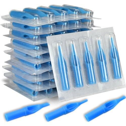 50pcs Tattoo Tips Kit Boquillas Tatuajes Mezcla Mix Agujas Y Punteras De Tatuar Needle Cap Plastic Nozzles Tube Buse Tatouage