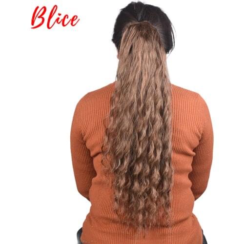 Blice Bouncy Curly Synthetic 18"-24" Natural Wave Hair With Two Plastic Combs Ponytail Extensions Long Hairpiece Brown