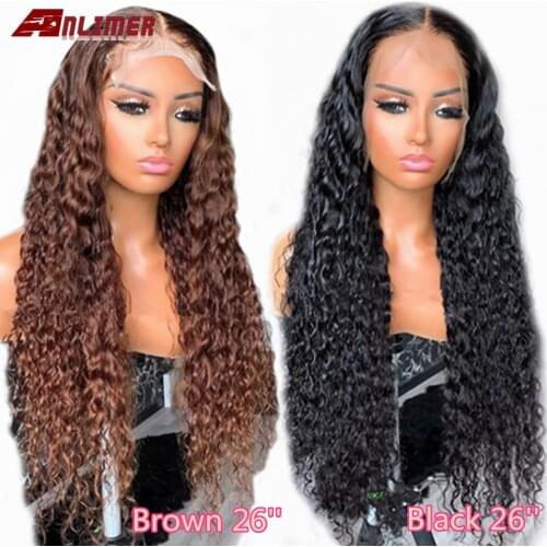 Deep Part 13x6 Lace Front Human Hair Wigs Deep Wave Wig Brown/Black Lace Front Wigs for Women Indian Remy Curly Human Hair Wig