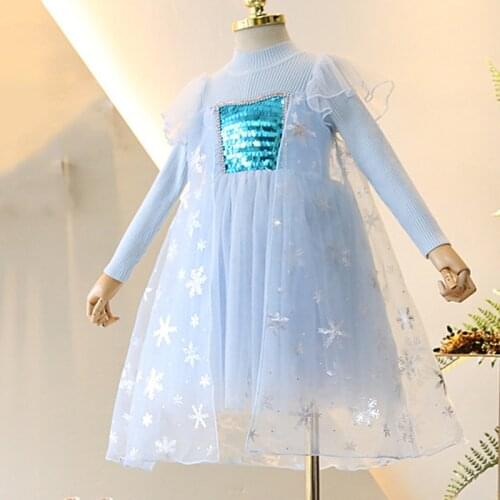 Girls Dress Spring And Autumn Knitted Baby Girl Net Yarn Princess Dress Sequined Star Party Dress Toddler Kids Clothing