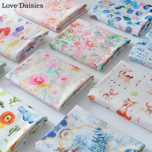 Flower Floral Cartoon 60S Poplin 100% Combed Cotton Digital Printing Thin Smooth Fabric for Handmade Summer Dress Shirt Blouse