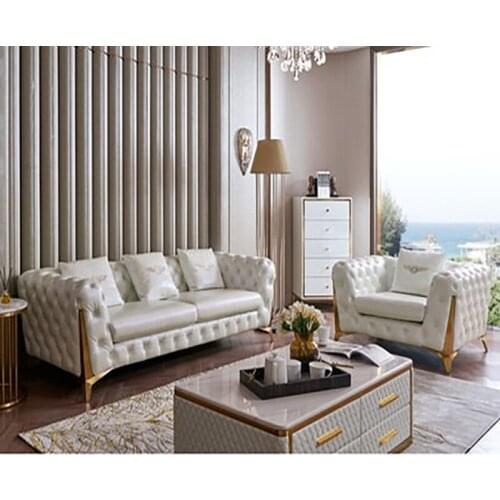 Postmodern light luxury sofa living room leather leather leather modern furniture American high-end Italian full leather sofa