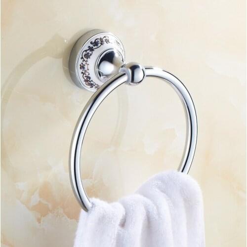 Modern Chrome/Gold Towel Rings Towel Holder Stainless Steel Round Wall-Mounted Towel Hook Bathroom Accessories Home Decoration