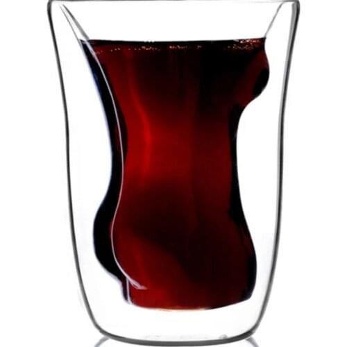 Beauty Macho Skeleton Bottle Double-layer Whisky Glasses HDouble Wall Wine Beer Glass eat-Resistant Juice Liquor XO Crystal Cup