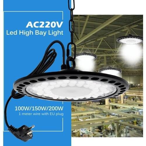 AC 220V Led High Bay Light Waterproof IP65 Garage Warehouse Stadium Market Industrial Workshop UFO Lamp 100W 150W 200W