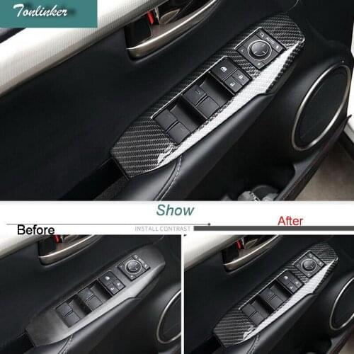 Tonlinker Cover Case Stickers for Lexus NX300h 200t 200 2016 Car Styling 4 PCS carbon fiber door windows lift button sticker