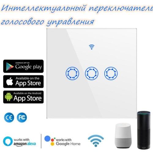 Wifi Smart Light Switch Glass Screen Touch Panel Timing Function Voice Control Wireless Wall Switch Work With Alexa Google Home