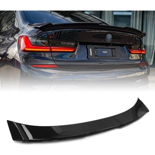 For BMW 3-Series G20 2019-2021 ABS Glossy Black YOFER Rear Trunk Spoiler Wing Flap Splitter Lip