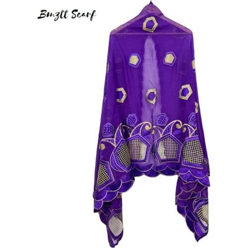 African Ladies Outdoor Embroidered Hollow Scarf Style Headscarf, Muslim Women 200*100cm High Quality Scarf Shawl BF-156