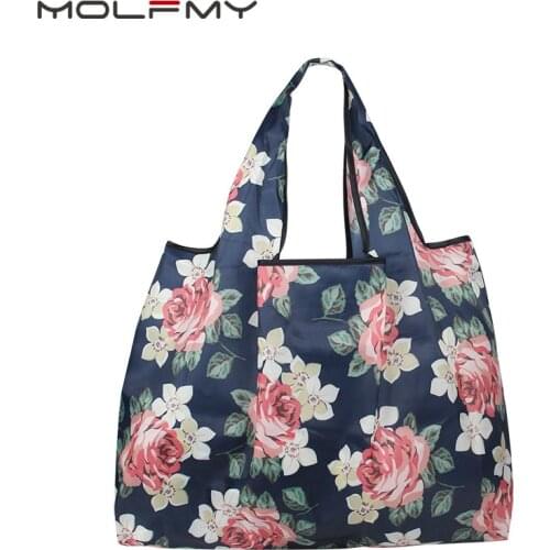 Womens Handbag Rose Print Large Folding Travel Shopping Bag Waterproof Multifunction Bag Storage Bag Portable Bags Eco Dropship