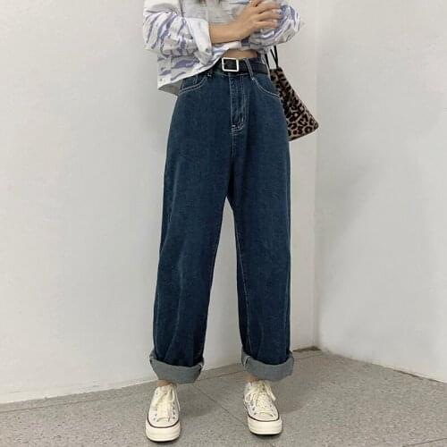 Womens Casual Denim Pants High Waisted Wide Leg Jeans 2020 Autumn Winter Tall Instantly Slims Relaxed Fit Straight Leg Jean
