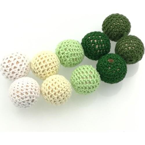DIY shade green Chunky wooden crochet beads nursing 20mm round beads, wooden beads ooak handmade 20PCS pattern WC016