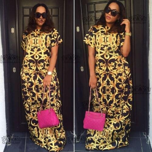 2018 Size(L-3XL)African New Dashiki Fashion Design Super Elastic Printing Party Dress For Lady CP05