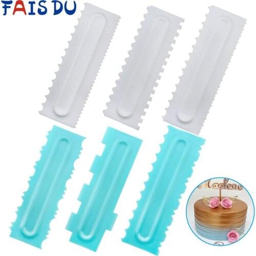 3Pcs/Set Cake Decorating Comb Smoother Cake Scraper 24 Design Textures Baking Pastry Tools Fondant Spatulas Kitchen Baking Mold