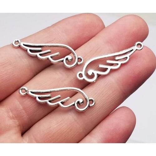 30pcs/lot--32x10mm, Antique silver plated wing connector Charms ,DIY supplies, Jewelry accessories