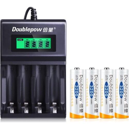 4PCS large capacity 1.2v 3200mAh AA rechargeable battery Ni-MH rechargeable battery + 4-slot USB smart fast charging charger