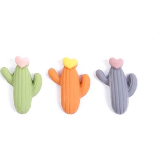 50pcs Nail Charms Lovely Cartoon Heart Cactus 3D Nail Resin Flatback Gem Stones Plant Rhinestone Slimes For UV Gel Nails Supply