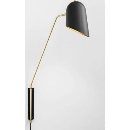 American simple bedside reading wall lamp post modern black shade designer model room modern wall lamp