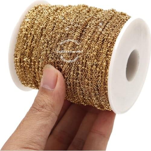 2M Stainless Steel Gold Rose Gold Ball Beads Cable Chain 1.5mm Width Satellite Link Chains For DIY Jewellry Making Supplies