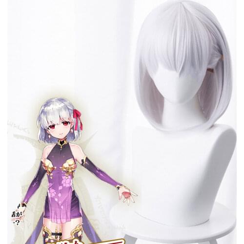 Fate Grand Order Gamma Initial Light Gray Blue Wave Head Cos Wig Anime Cosplay Game Perform Fluffy Female Kawaii Short Hair Wig