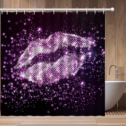 Fantasy Lip Print Sexy 3D Printed Fashion Shower Curtain Bathroom Set With Waterproof Hook Bath Curtain Cartoon Kids African Fun