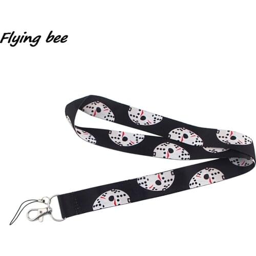 Flyingbee Horror Murder Friday the 13th Neck Strap Lanyards ID Badge Card Holder Keychain Phone Gym Strap Webbing Necklace X1407
