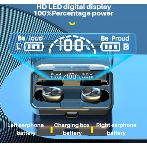 G03-5 Bluetooth 5.1 headset sweatproof HD LED digital display ABS portable in-ear wireless sports headset for hiking