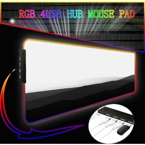 Black White RGB 4 Port USB Hub Gaming Accessories Computer Large Mousepad Gamer Carpet with Backlit Play for CS GO LOL Desk Mat