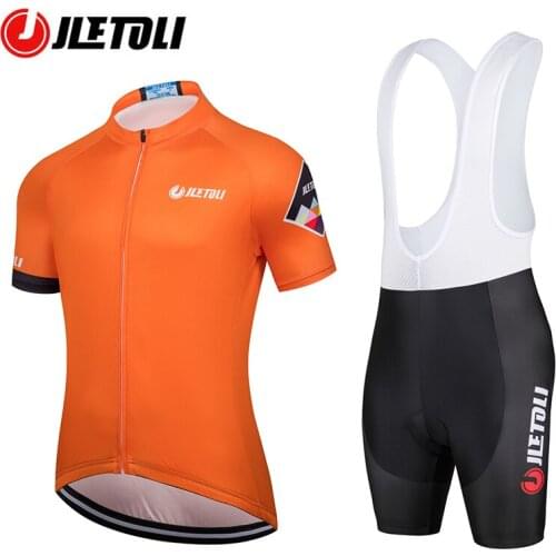 JLETOLI Summer Cycling Jersey Set Breathable Bicycle Jersey Short Sleeve Bike Jersey Bike Bib Shorts 9D Gel Pad Mens Clothing
