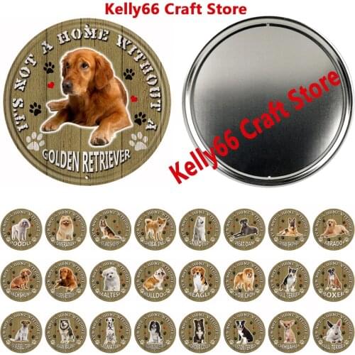 [ Kelly66 ] Its Not A Home Without Border Collie Maltese Boxer Metal Vintage Wall Tin Decor Round Painting Dog Sign DR-13 30CM