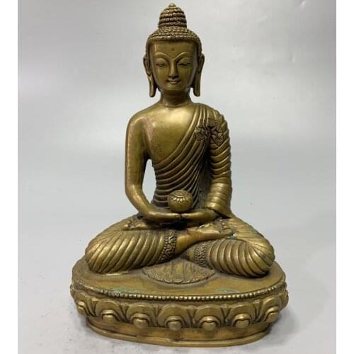 China brass archaize Sakyamuni Buddha crafts statue