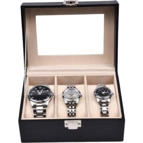 3 Slots Watch Box Dust-proof Detachable Wooden Watch Box for Home