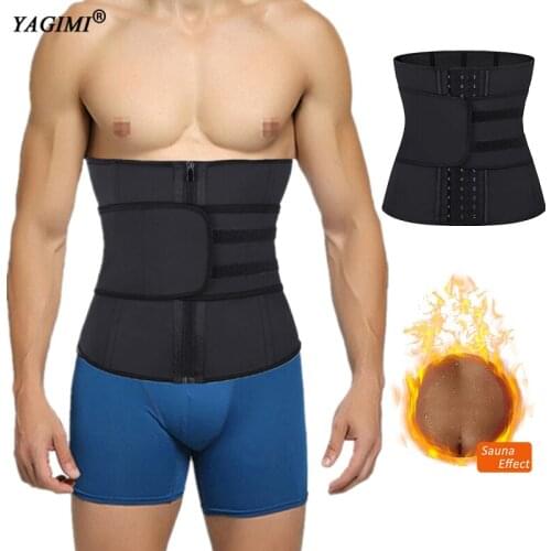 YAGIMI 100% Latex Waist Trainer for Man Body Shaper Slimming Corset Workout Fitness Sweat Belt Sheath Colombian Shapewear Fajas