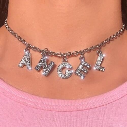 Fashion Silver Color Necklaces For Women Female 2020 New Vintage Crystal Three-dimensional Letter Pendant Necklace Jewelry Gift