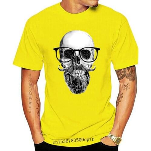 New Scull Cool Beard with Glasses Cotton White Short Sleeve 2021 2021 Men Summer Style Casual Tee Shirt