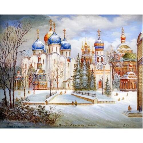 Winter Snow Scenery Embroidery Mermaid Castle Diamond Painting Kit Bead Picture Wall Paper Rhinestones Draw Christmas Gift New
