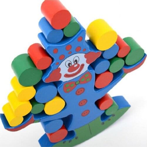 Baby Model Building Kit Clown Balance Wooden Game Toy Children Building Blocks Enlightenment Educational Toys New