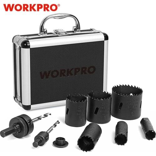 WORKPRO 9PC HSS Core Drill Bits Universal Hole Saw Set High Speed Steel Carbide Tip Hole Saw Tooth for Wood Metal