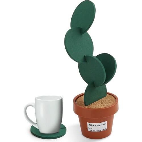 Novelty 6 Piece Coaster Flower Cactus Shaped Drinks Coasters Cup Holder Mat Pads Kitchen Home Decoration